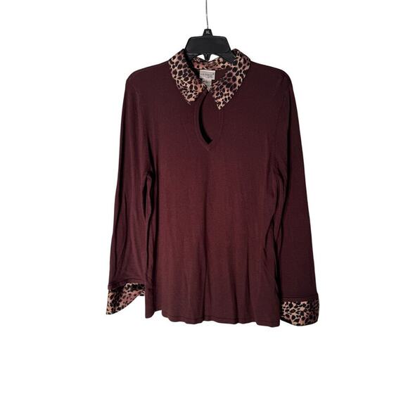 Kim Rogers Tops - Y2K NWT Kim Rogers Large Brown Blouse with animal print color Women's Large